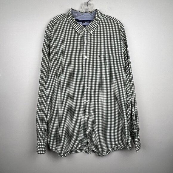 Tommy Hilfiger Green Gingham 100% Cotton Classic Fit Button Up Shirt Size 2XL - Picture 1 of 7